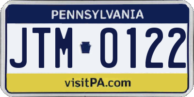PA license plate JTM0122