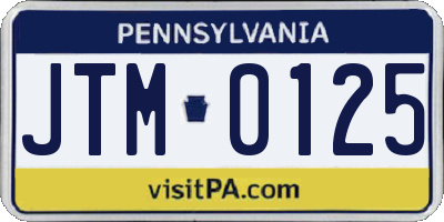 PA license plate JTM0125
