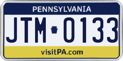 PA license plate JTM0133