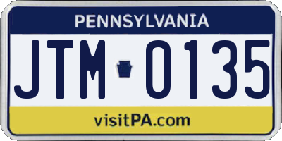 PA license plate JTM0135