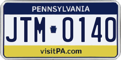 PA license plate JTM0140