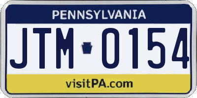 PA license plate JTM0154
