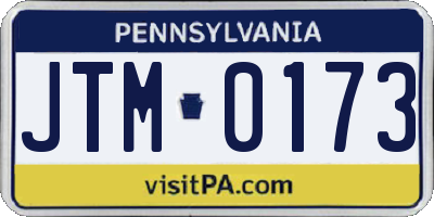 PA license plate JTM0173