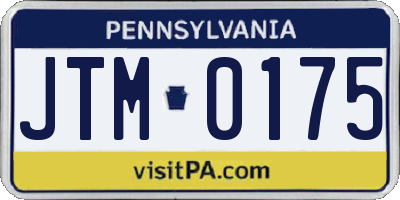 PA license plate JTM0175