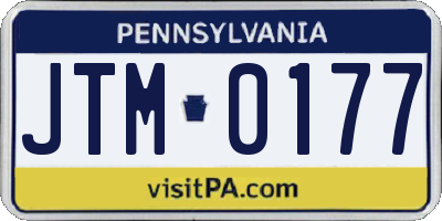 PA license plate JTM0177