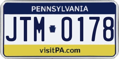 PA license plate JTM0178