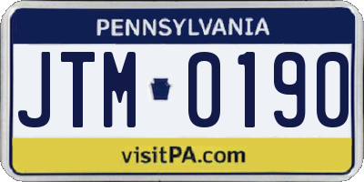 PA license plate JTM0190