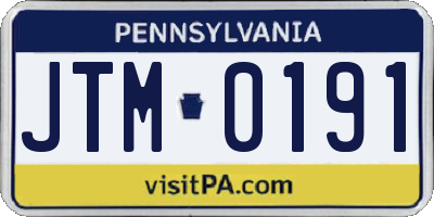 PA license plate JTM0191