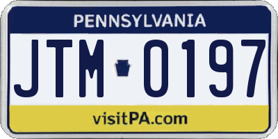 PA license plate JTM0197
