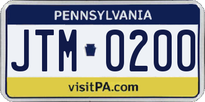 PA license plate JTM0200