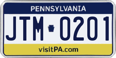PA license plate JTM0201