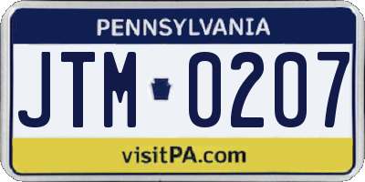 PA license plate JTM0207