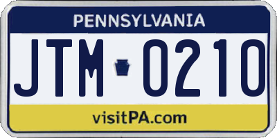 PA license plate JTM0210