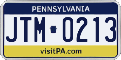 PA license plate JTM0213