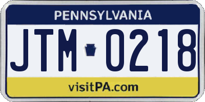 PA license plate JTM0218