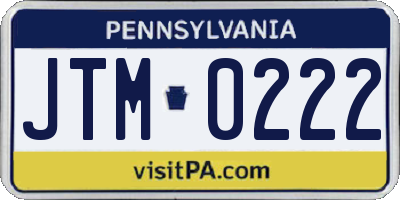 PA license plate JTM0222