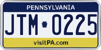 PA license plate JTM0225