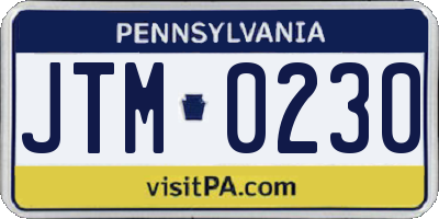PA license plate JTM0230