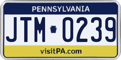 PA license plate JTM0239