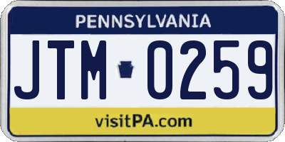 PA license plate JTM0259