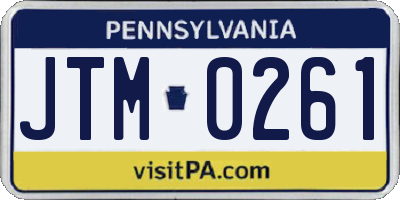 PA license plate JTM0261