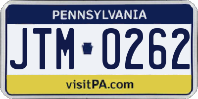 PA license plate JTM0262