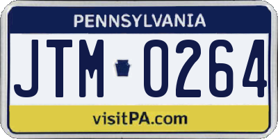 PA license plate JTM0264