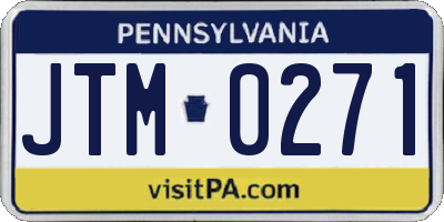 PA license plate JTM0271