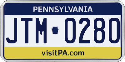 PA license plate JTM0280
