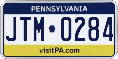 PA license plate JTM0284