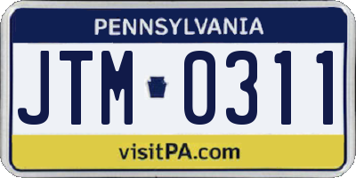 PA license plate JTM0311