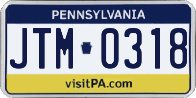 PA license plate JTM0318