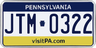 PA license plate JTM0322