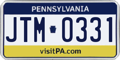 PA license plate JTM0331