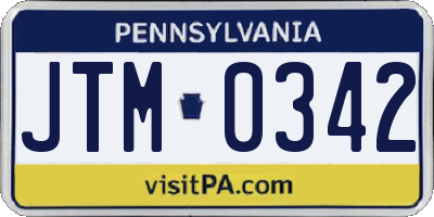PA license plate JTM0342