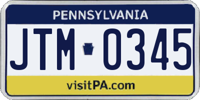 PA license plate JTM0345