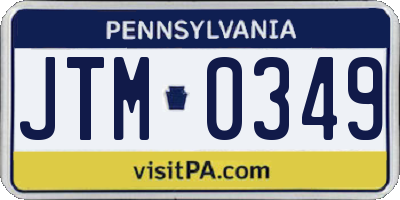 PA license plate JTM0349