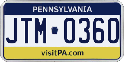 PA license plate JTM0360