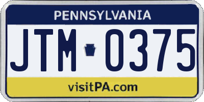 PA license plate JTM0375