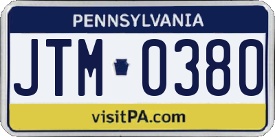 PA license plate JTM0380