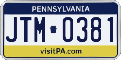 PA license plate JTM0381