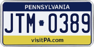 PA license plate JTM0389