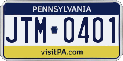 PA license plate JTM0401