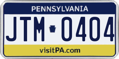 PA license plate JTM0404
