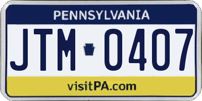PA license plate JTM0407