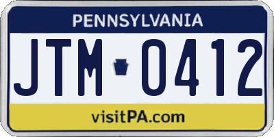 PA license plate JTM0412