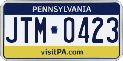 PA license plate JTM0423