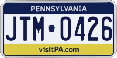 PA license plate JTM0426