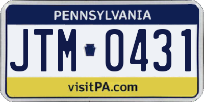 PA license plate JTM0431