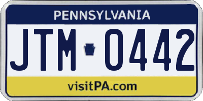 PA license plate JTM0442